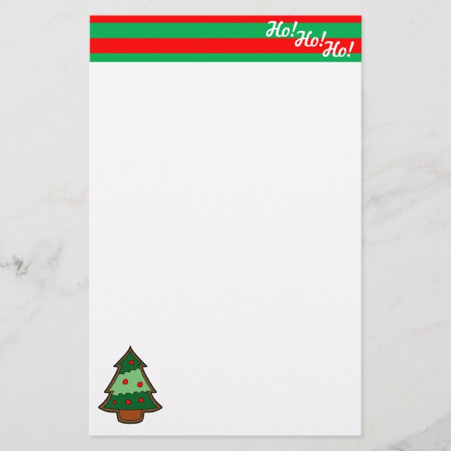 Funky Festive Tree and Elf Stripes Stationery (Front)