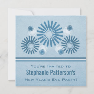 Funky Fireworks New Year's Eve Invite, Blue Invitation