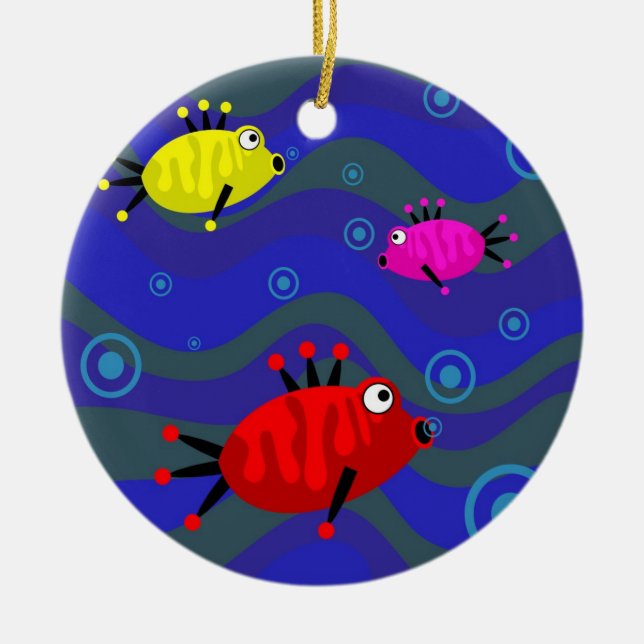 Funky Fish Ceramic Tree Decoration (Front)