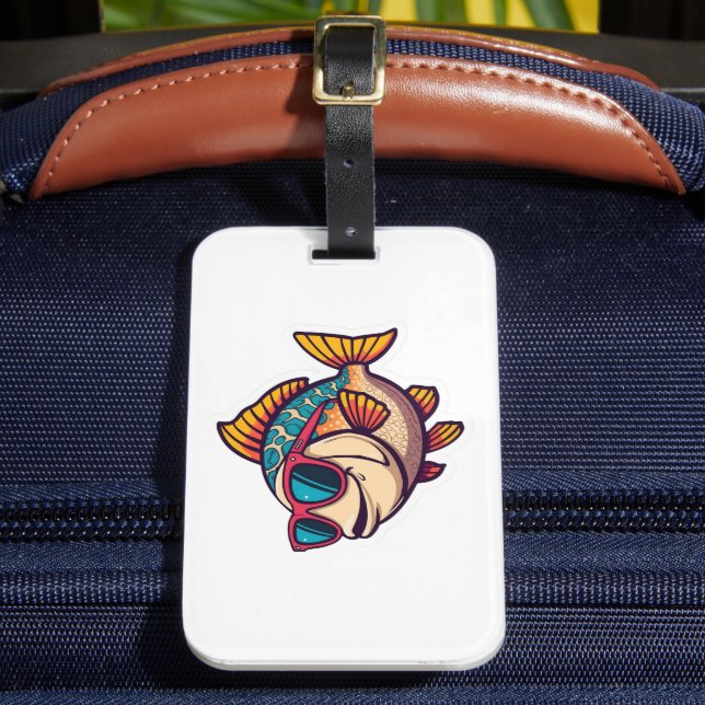 Funky Fish with Sunglasses Luggage Tag (Front Insitu 2)