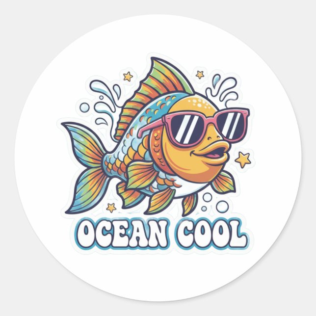 Funky Fish with Sunglasses Sticker (Front)