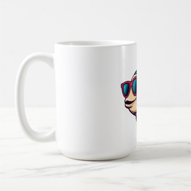 "Funky Fish with Sunglasses Sticker Coffee Mug (Left)