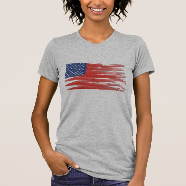 Funky Flag USA artsy flag America twisted flag art T-Shirt (Front)