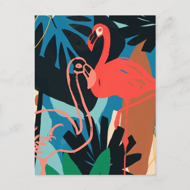 Funky Flamingo Postcard (Front)