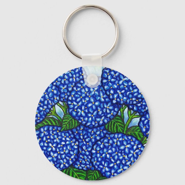Funky Floral Hydrangea Key Chain (Front)