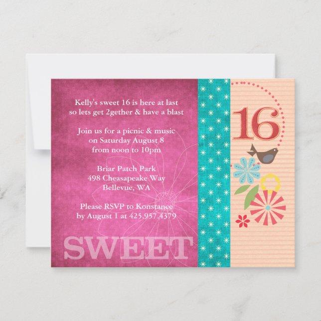 Funky Floral Invitations (Front)