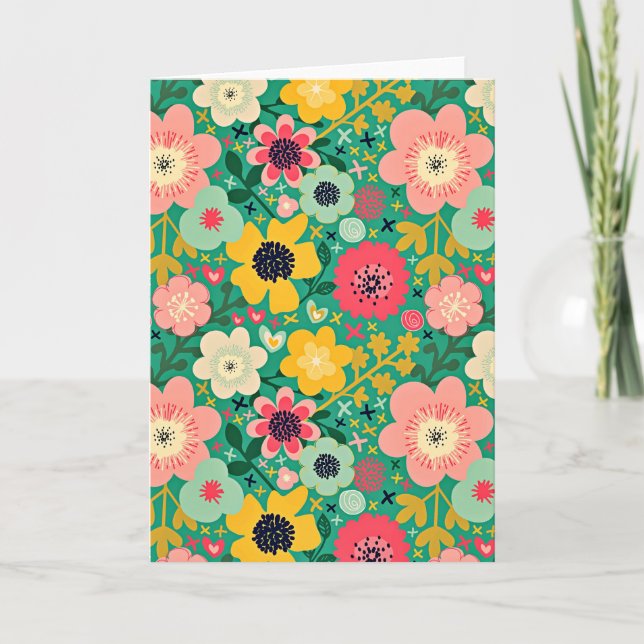 Funky Floral Pattern Card (Front)