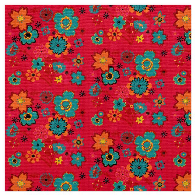 Funky Floral Pattern Fabric (Swatch)