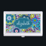 Funky Floral Pattern with Custom Name Business Card Holder<br><div class="desc">Modern and stylish design for any woman or professional. A cute and trendy design for women. If you need to move things around,  click on the customise this button to make changes.</div>