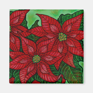 Funky Floral Poinsettia Magnet