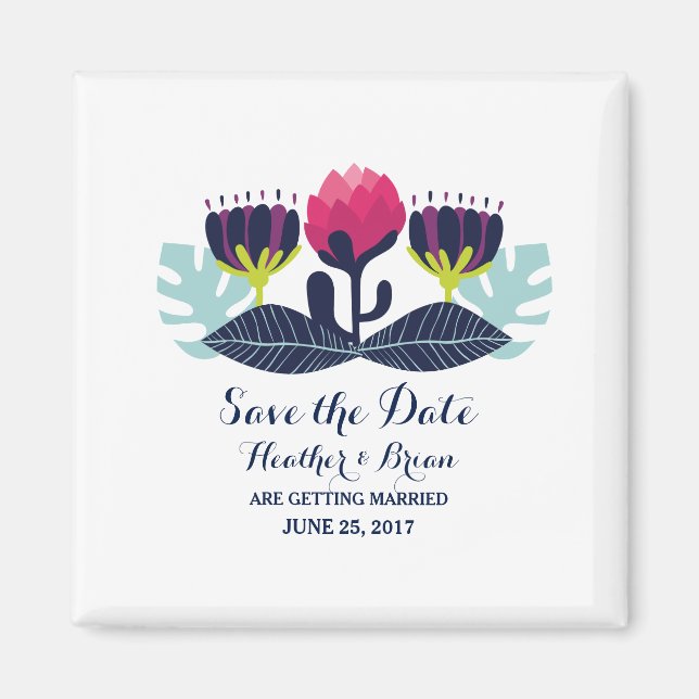 Funky Floral Save the Date Magnet (Front)