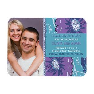 Funky floral save the date magnet