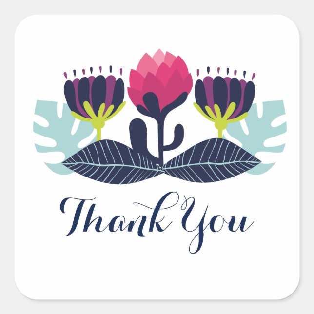 Funky Floral Thank You Stickers (Front)