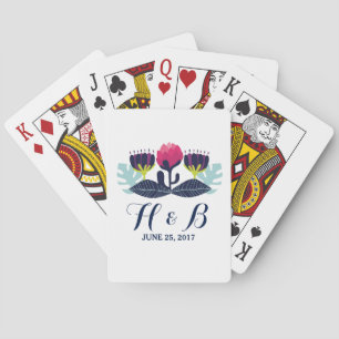 Funky Floral Wedding Playing Cards