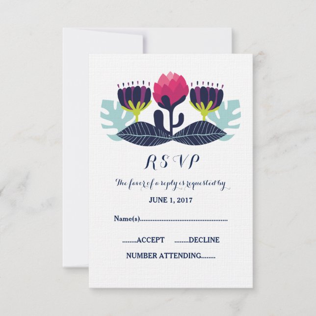Funky Floral Wedding RSVP Card (Front)
