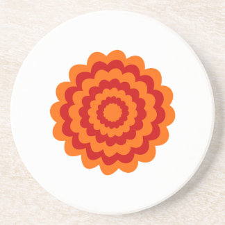 Funky Flower in Orange and Red. Coaster