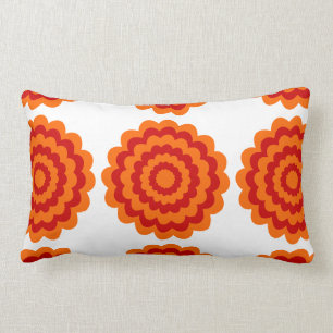 Funky Flower in Orange and Red. Lumbar Cushion