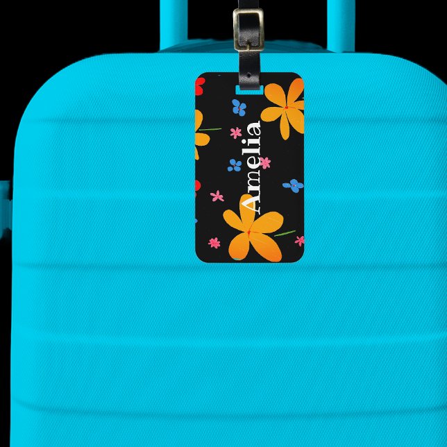 Funky Flower Personalised  Luggage Tag (Creator Uploaded)