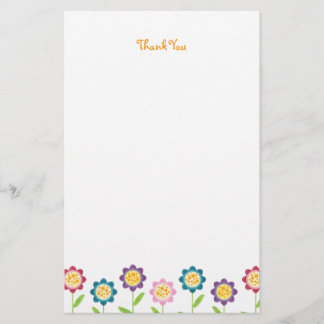 Funky Flower Row Thank You Stationery