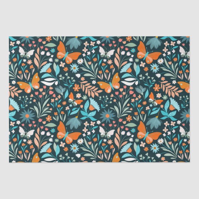Funky Flowers and Butterflies Tissue Paper (Front)