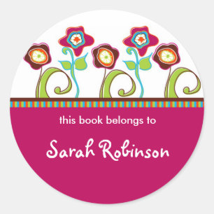 Funky Flowers Book Labels