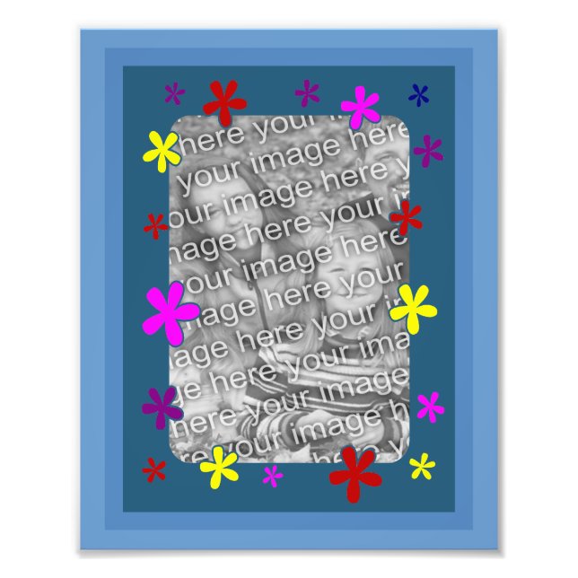 Funky Flowers Frame Your Photo Template (Front)