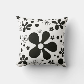 Funky flowers in black & white pillow