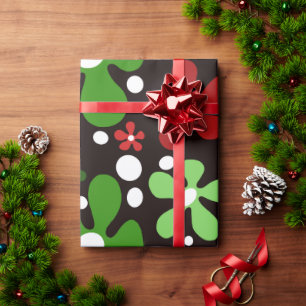 Funky flowers in red & green wrapping paper