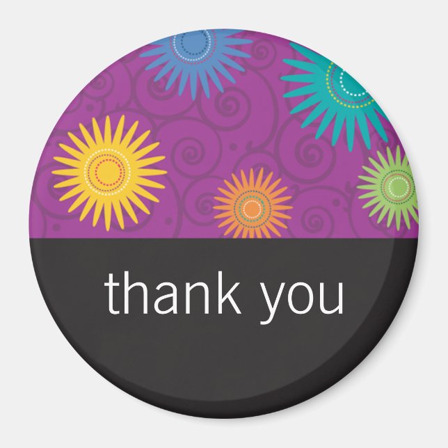 Funky Flowers on Purple Magnet (Front)