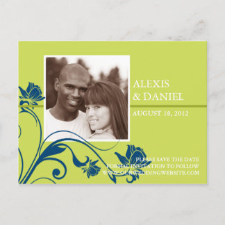 Funky Flowers Photo Save the Date Postcard