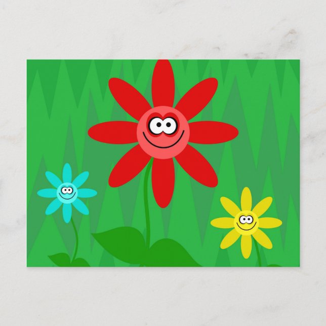 Funky Flowers Postcard (Front)
