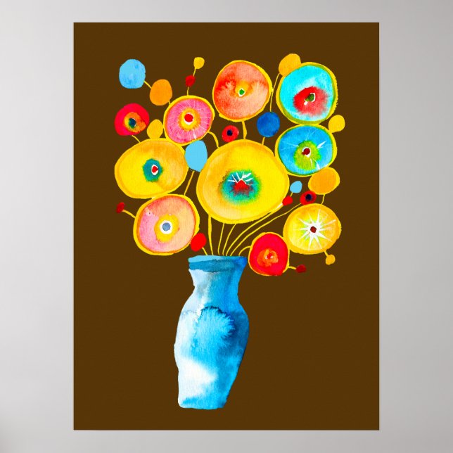 Funky flowers watercolor art poster (Front)