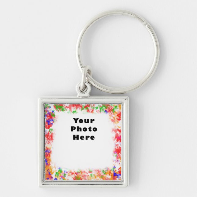 Funky Flowery Colour Frame Key Ring (Front)