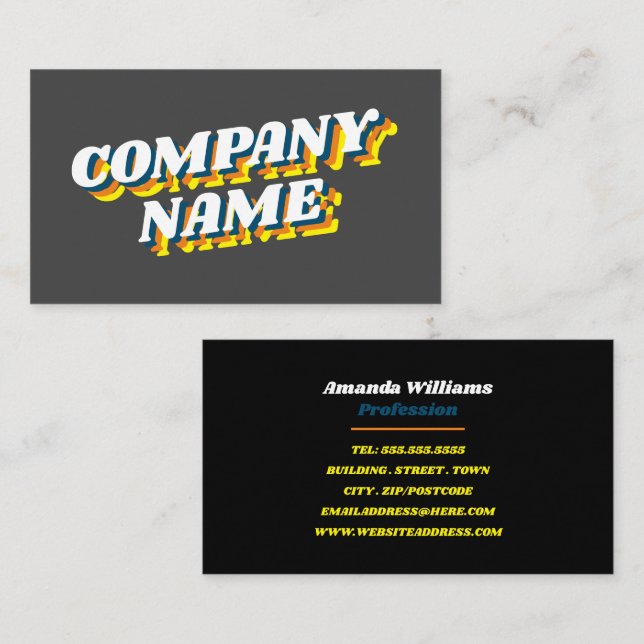 Funky Font Design, Retro Style Business Card (Front/Back)
