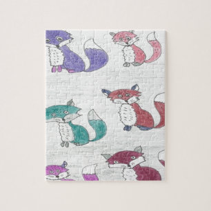 Funky Foxes Pattern Jigsaw Puzzle