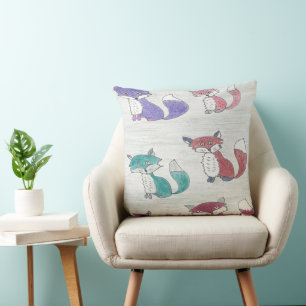 Funky Foxes Throw Pillow