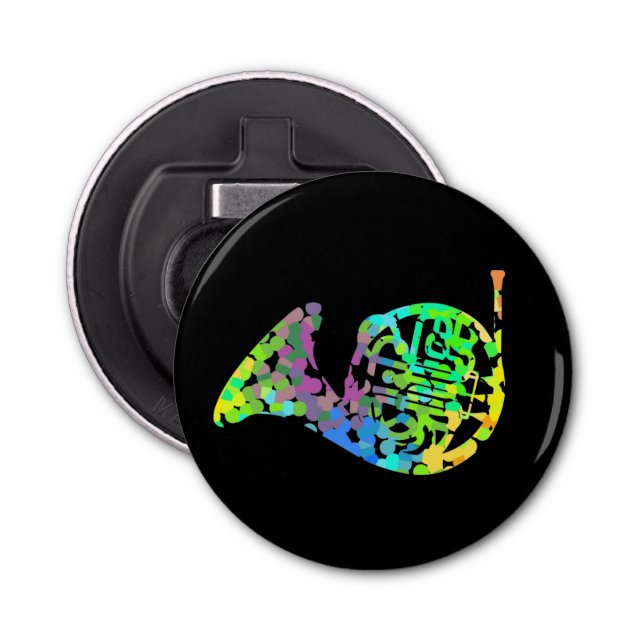 Funky French Horn T-Shirt Throw Pillow Magnet Keyc Bottle Opener (Front)