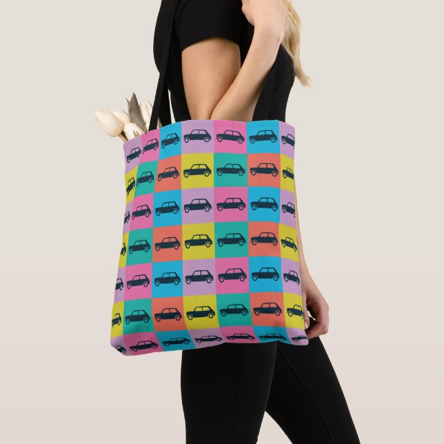Funky Fun Checkerboard Mini Cooper Tote Bag (Close Up)