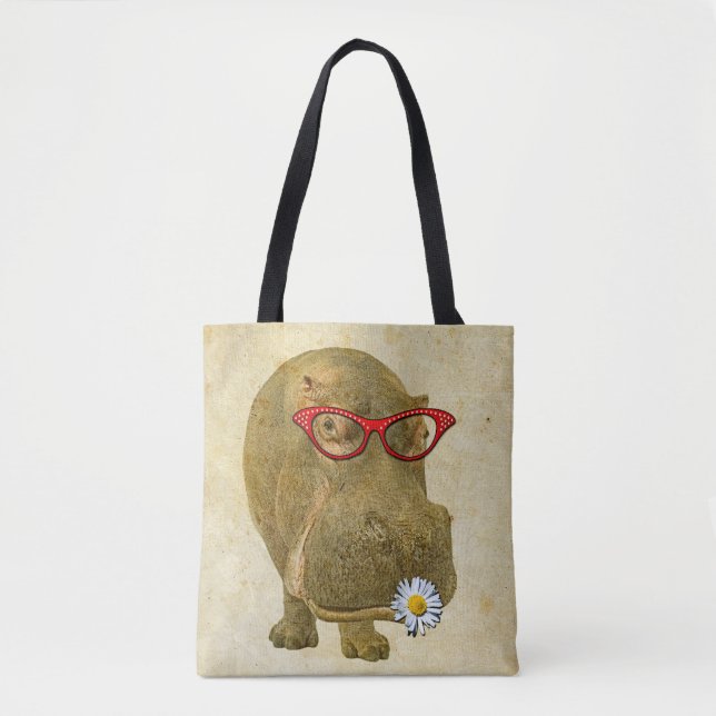 Funky Fun Hippo Tote Bag! (Front)