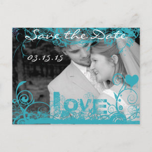 Funky Fun Save The Date with Your Photos Announcement Postcard