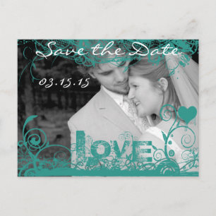 Funky Fun Save The Date with Your Photos Announcement Postcard