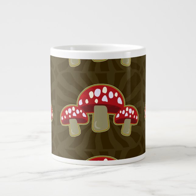 Funky Fungi 70s Retro Mushroom Fun Large Coffee Mug (Front)