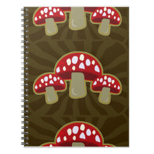 Funky Fungi Mushroom Pattern Spiral Notebook
