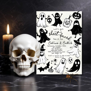 Funky Funny Hand Drawn Halloween Party Invitation
