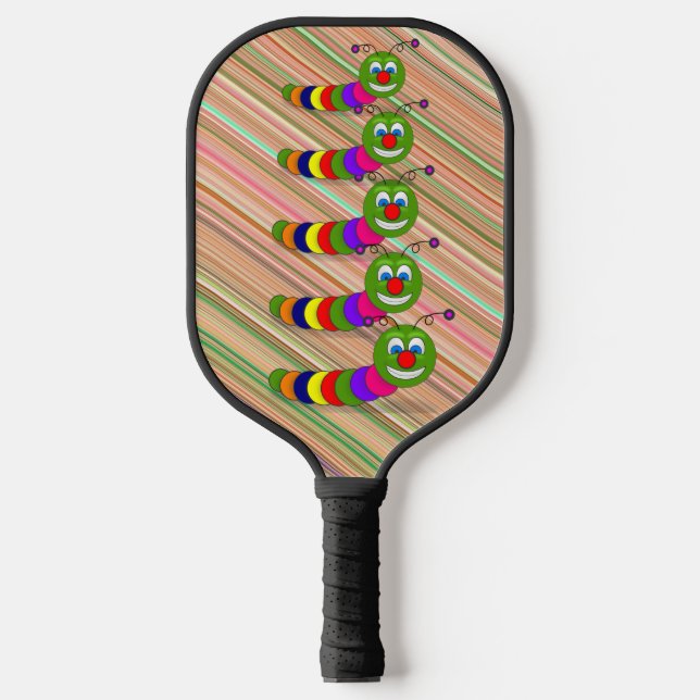   Funky Garden Bug Ladder Rainbow Stripes Cute Fun Pickleball Paddle (Front)