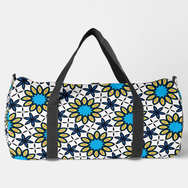 Funky Geometric Daisy Pattern Duffle Bag (Front)
