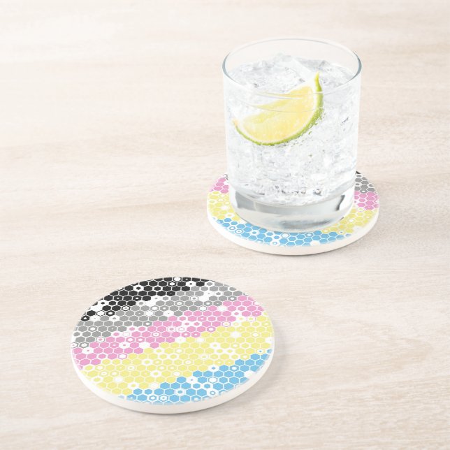 Funky Geometric Mod Abstract Polygender Pride Flag Coaster (Side)
