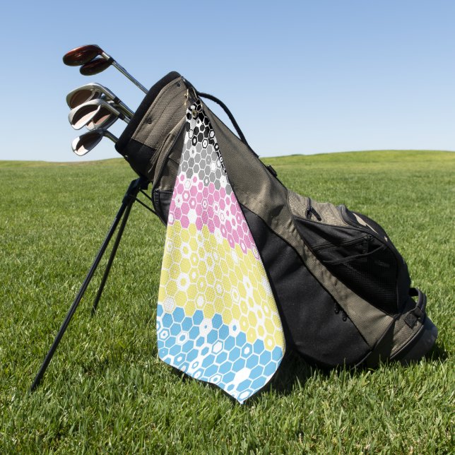Funky Geometric Mod Abstract Polygender Pride Flag Golf Towel (Green)