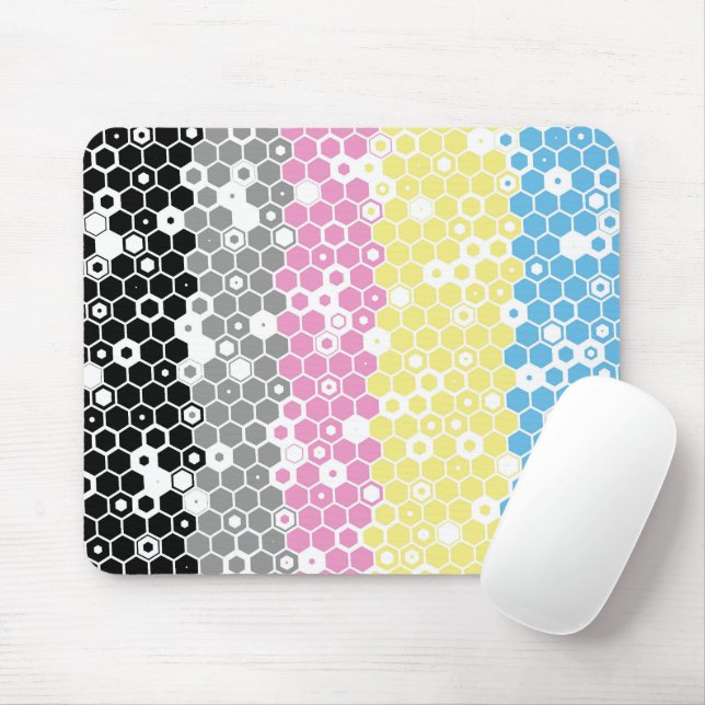 Funky Geometric Mod Abstract Polygender Pride Flag Mouse Pad (With Mouse)