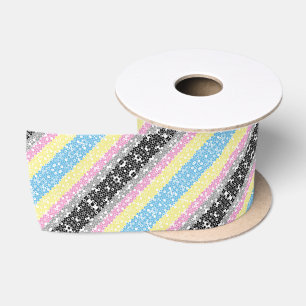 Funky Geometric Mod Abstract Polygender Pride Flag Satin Ribbon